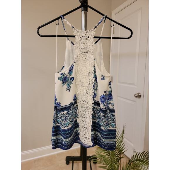 Blue Rain Lace Back Halter Blouse - Picture 2 of 4